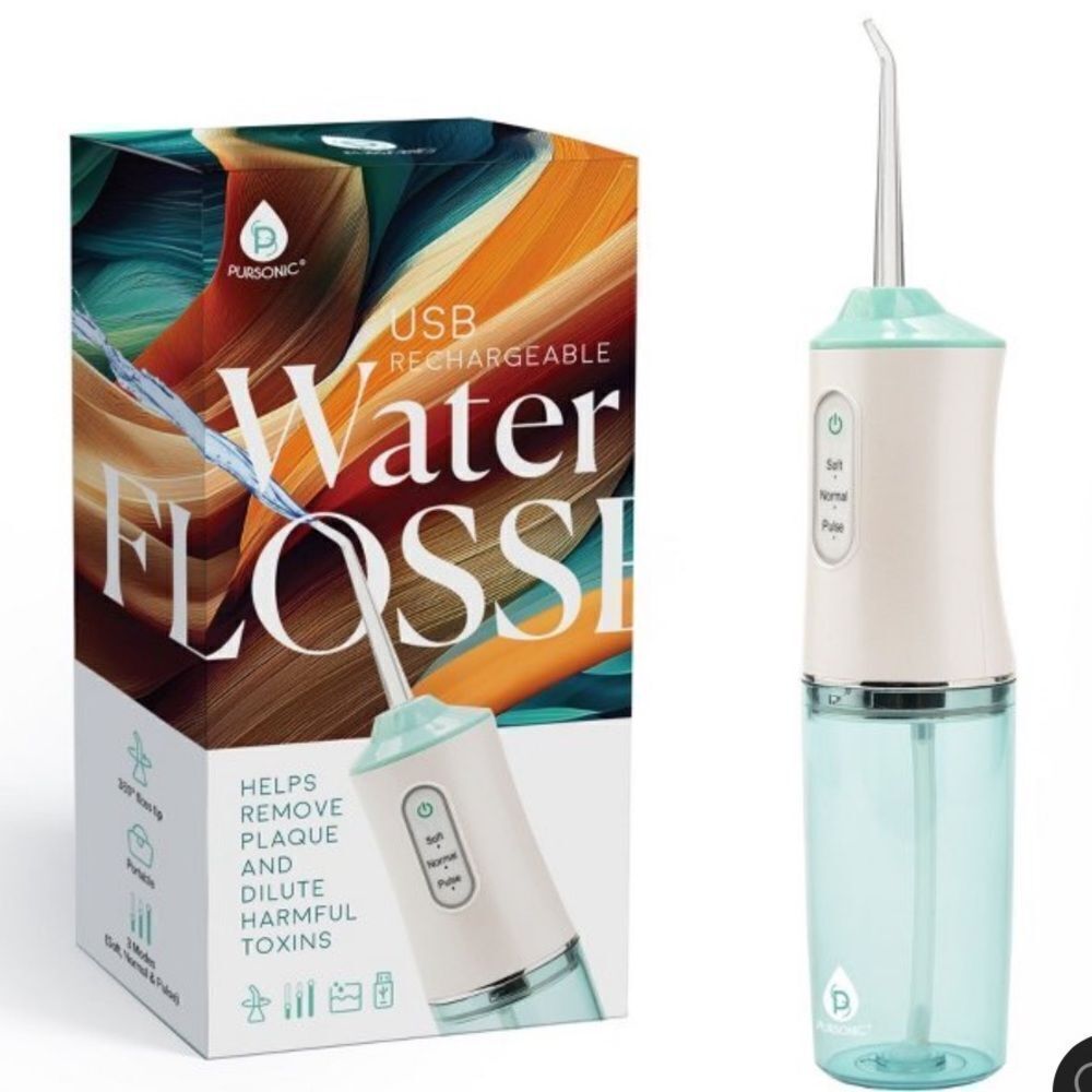 Pursonic USB Rechargeable Water Flosser in Mint and White. New in Box!